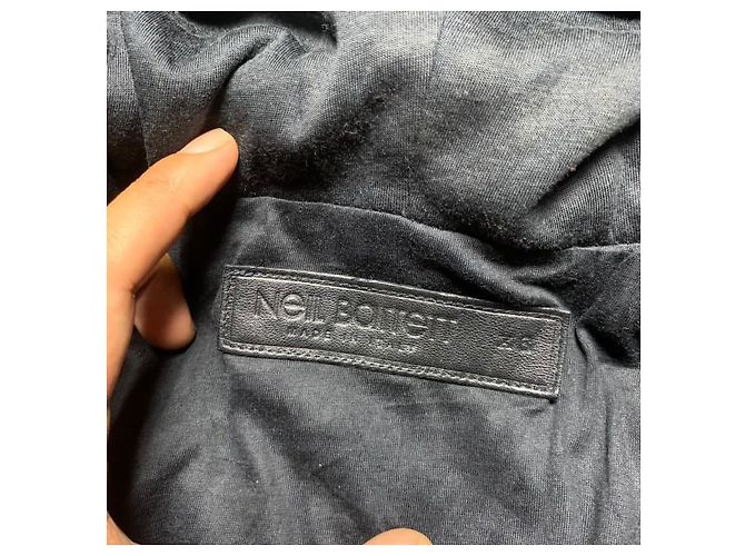 Neil Barrett Lederjacke mit Kapuze Schwarz - Ansicht 5