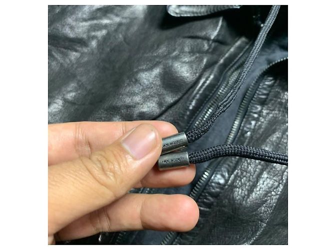 Neil Barrett Lederjacke mit Kapuze Schwarz - Ansicht 6