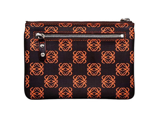 Pochette Loewe Anagram Nera e Arancione in Pelle Nero - vista 3