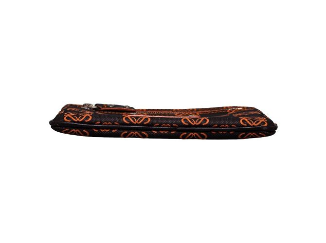 Pochette Loewe Anagram Nera e Arancione in Pelle Nero - vista 4