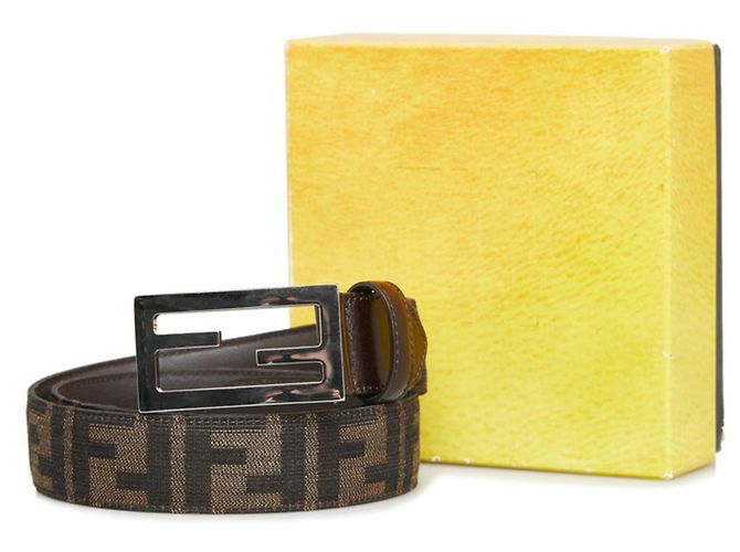 Cintura con fibbia FF Zucca di Fendi - vista 8