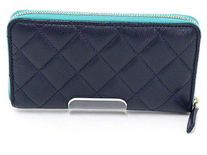 Portafoglio con zip Matelassé Chanel Rosa Verde Blu navy - vista 2