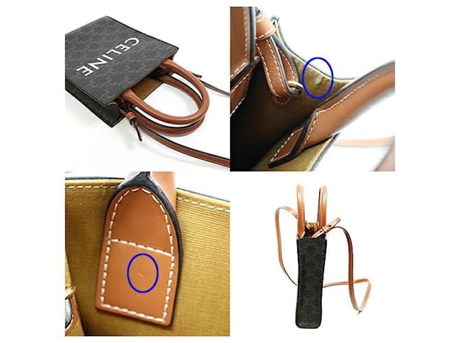 Céline Borsa a spalla Celine Mini Vertical Triomphe in tela Marrone scuro - vista 3