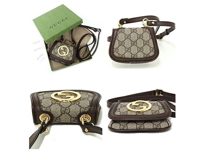 Portafoglio in pelle Gucci Blondie con tracolla Beige - vista 2