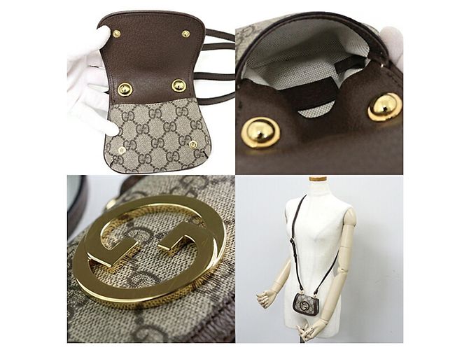Portafoglio in pelle Gucci Blondie con tracolla Beige - vista 3