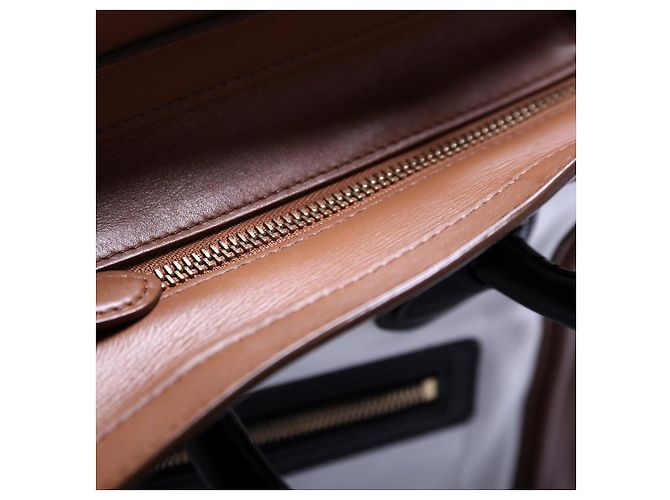 Borsa Céline Luggage Mini in pelle bianca e marrone scuro Bianco - vista 7