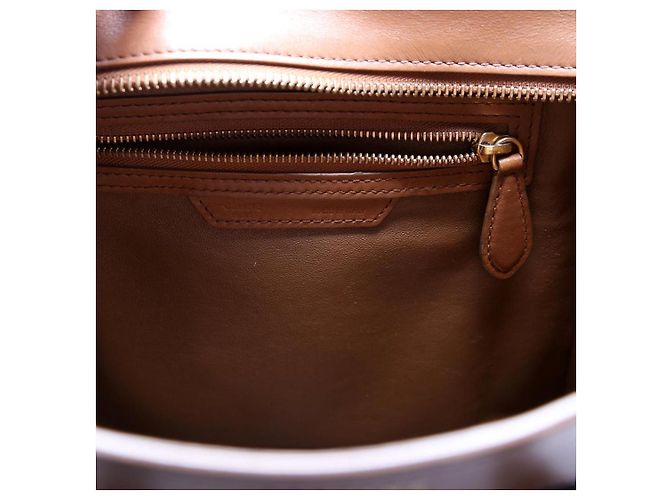 Borsa Céline Luggage Mini in pelle bianca e marrone scuro Bianco - vista 8