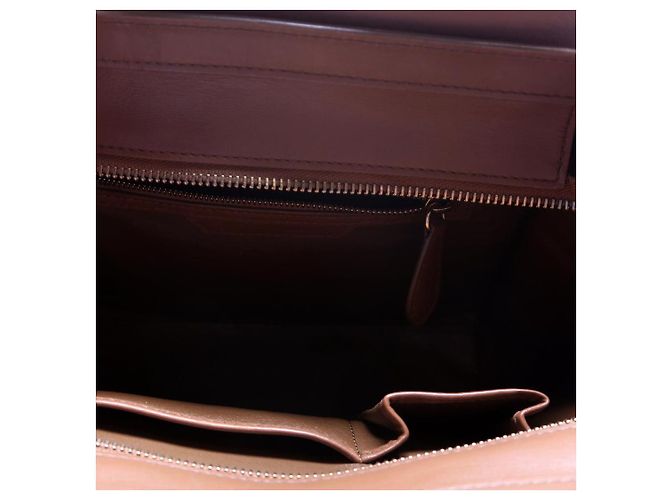Borsa Céline Luggage Mini in pelle bianca e marrone scuro Bianco - vista 9