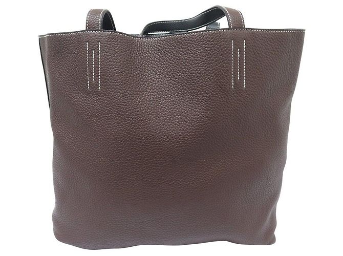 Hermès NUOVA BORSA HERMES DOUBLE SENS 36 PELLE CLEMENCE NERA E MARRONE - vista 10
