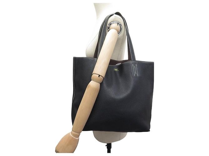 Hermès NUOVA BORSA HERMES DOUBLE SENS 36 PELLE CLEMENCE NERA E MARRONE - vista 15