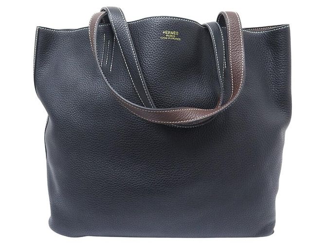 Hermès NUOVA BORSA HERMES DOUBLE SENS 36 PELLE CLEMENCE NERA E MARRONE - vista 3