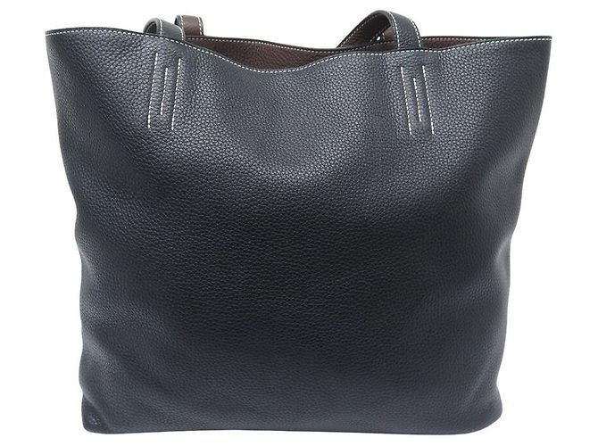 Hermès NUOVA BORSA HERMES DOUBLE SENS 36 PELLE CLEMENCE NERA E MARRONE - vista 4