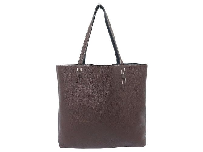 Hermès NUOVA BORSA HERMES DOUBLE SENS 36 PELLE CLEMENCE NERA E MARRONE - vista 9
