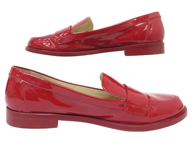 SCARPE CHANEL MOCASSINI G30708 LOGO CC TIMELESS PELLE LUCIDA 40.5 Rosso - vista 2