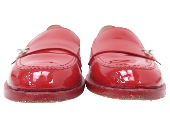 SCARPE CHANEL MOCASSINI G30708 LOGO CC TIMELESS PELLE LUCIDA 40.5 Rosso - vista 4