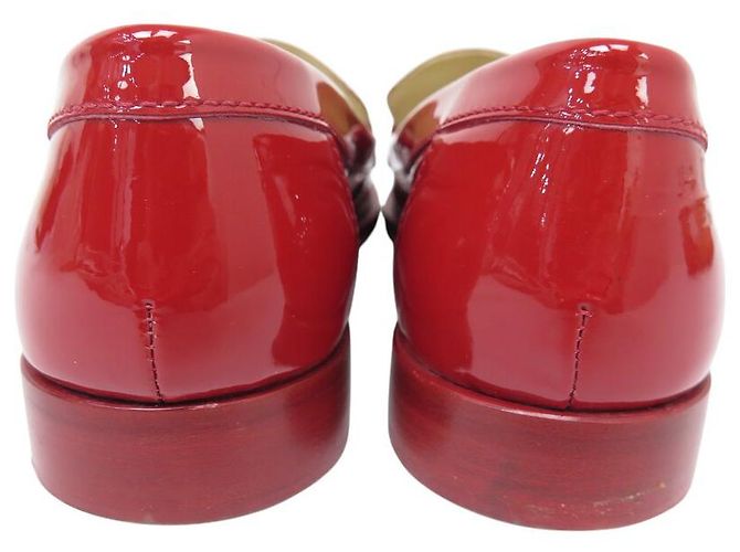 SCARPE CHANEL MOCASSINI G30708 LOGO CC TIMELESS PELLE LUCIDA 40.5 Rosso - vista 5
