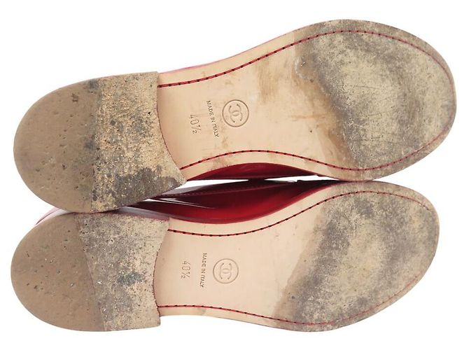 SCARPE CHANEL MOCASSINI G30708 LOGO CC TIMELESS PELLE LUCIDA 40.5 Rosso - vista 6