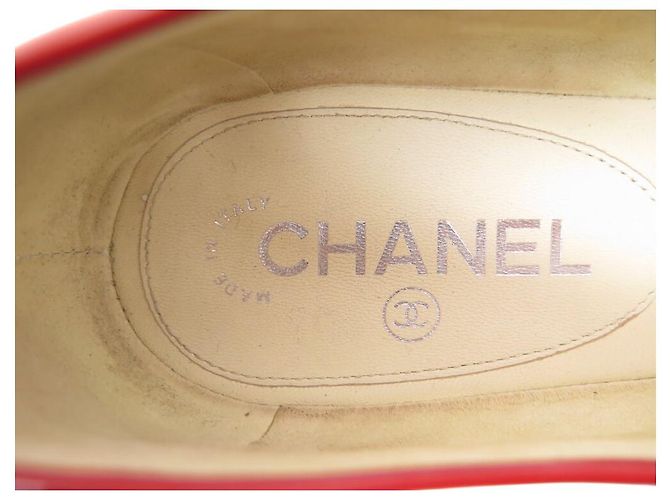 SCARPE CHANEL MOCASSINI G30708 LOGO CC TIMELESS PELLE LUCIDA 40.5 Rosso - vista 8