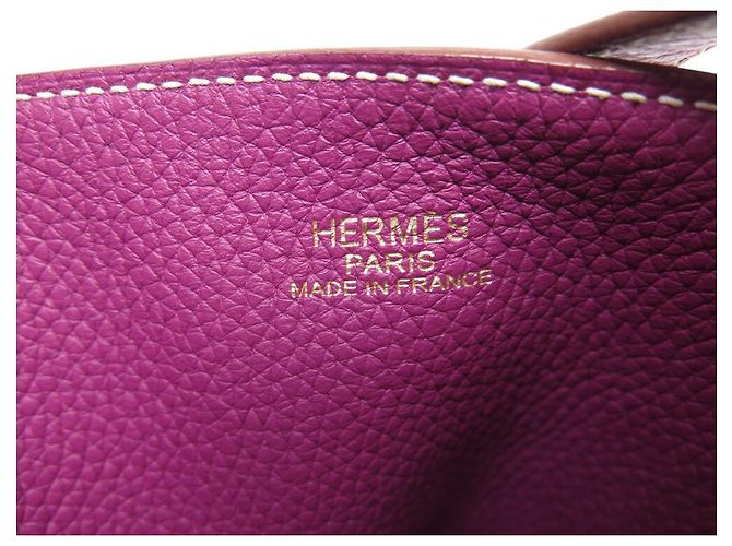 Hermès BAG TOTE HERMES DOUBLE SENS 36 IN PELLE CLEMENCE MARRONE E VIOLA - vista 15