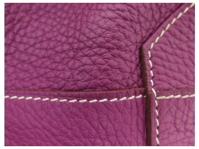 Hermès BAG TOTE HERMES DOUBLE SENS 36 IN PELLE CLEMENCE MARRONE E VIOLA - vista 16