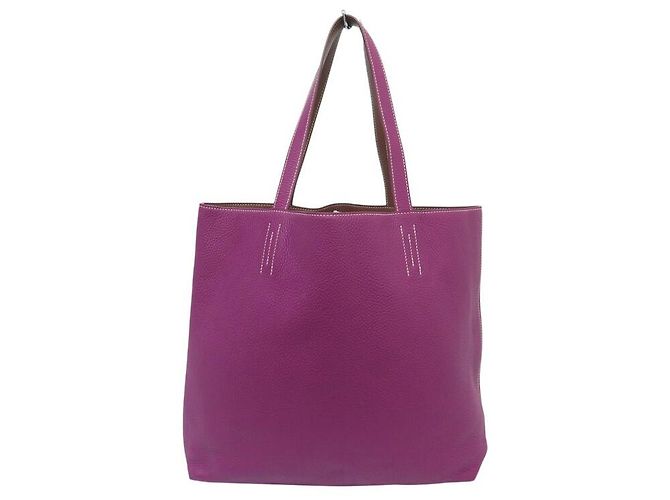 Hermès BAG TOTE HERMES DOUBLE SENS 36 IN PELLE CLEMENCE MARRONE E VIOLA - vista 2