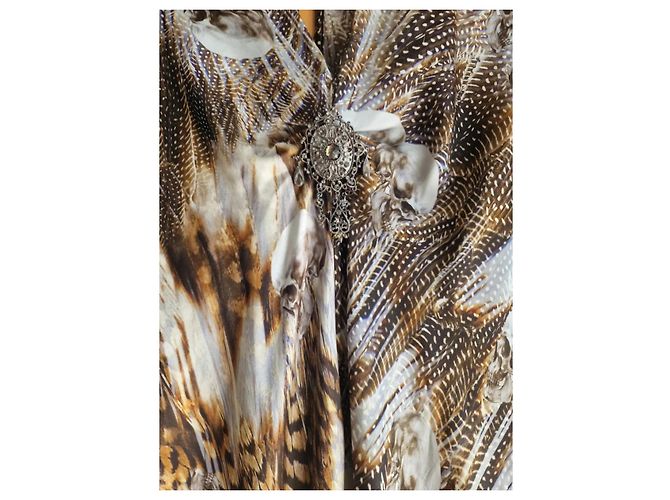 Philipp Plein Seidenkleid Metallic Silber und Bronze Mehrfarben - Ansicht 3