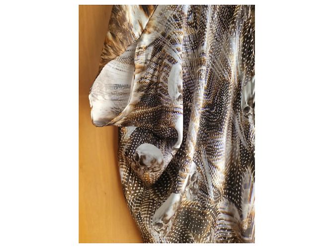 Philipp Plein Seidenkleid Metallic Silber und Bronze Mehrfarben - Ansicht 9