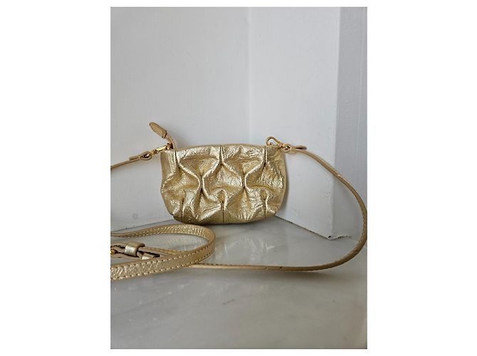 Autre Marque Gold leather mini bag Golden - view 3