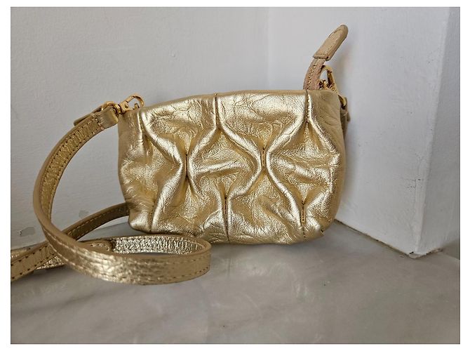 Autre Marque Gold leather mini bag Golden - view 5