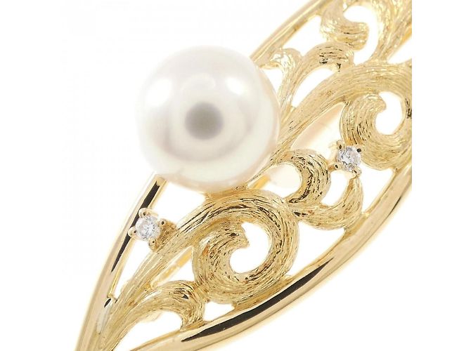 Tasaki Pearl Leaf Akoya Brosche - Ansicht 2