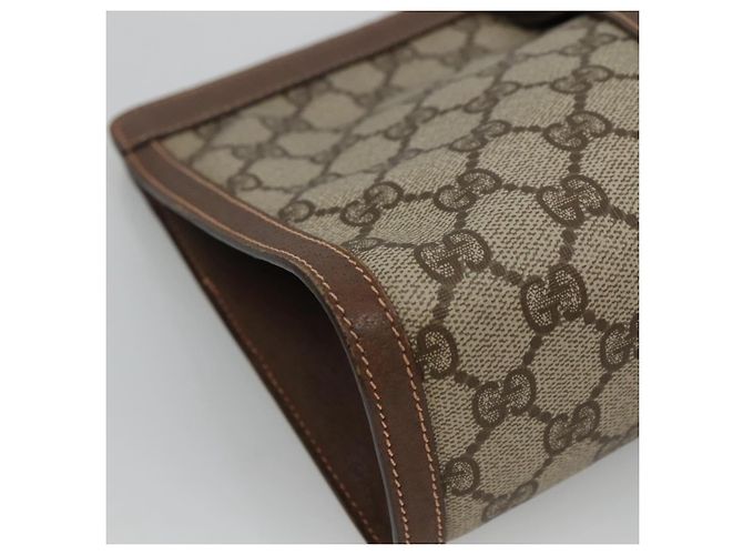 GUCCI GG Supreme Web Sherry Line Clutch Bag PVC Beige Rosso 156 01 033 Auth MY044 Verde - vista 14