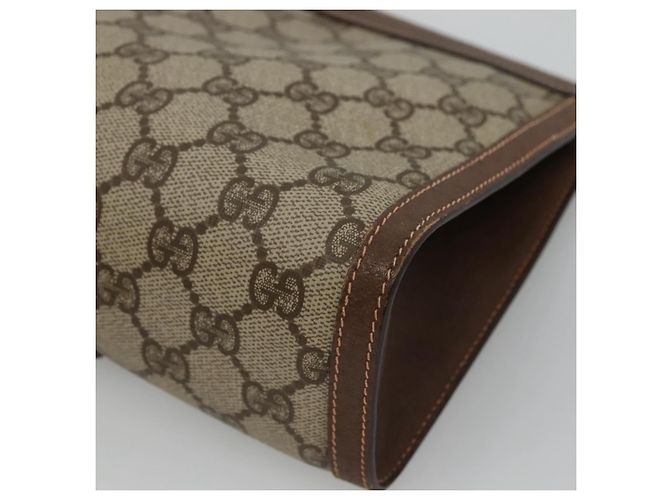 GUCCI GG Supreme Web Sherry Line Clutch Bag PVC Beige Rosso 156 01 033 Auth MY044 Verde - vista 15