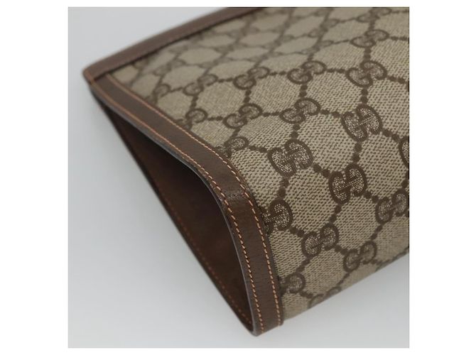 GUCCI GG Supreme Web Sherry Line Clutch Bag PVC Beige Rosso 156 01 033 Auth MY044 Verde - vista 16