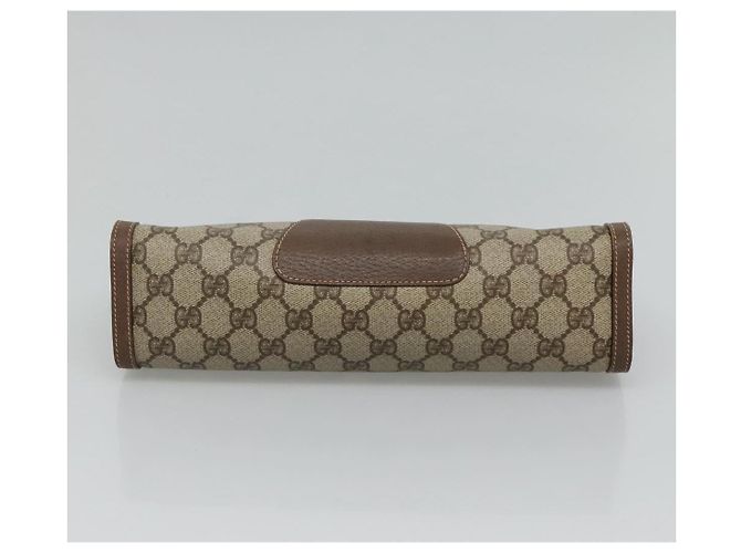 GUCCI GG Supreme Web Sherry Line Clutch Bag PVC Beige Rosso 156 01 033 Auth MY044 Verde - vista 6
