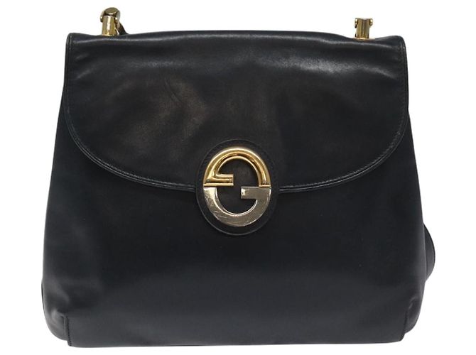 Borsa a Spalla GUCCI in Pelle Blu Navy Oro Auth ep7619 D'oro - vista 13