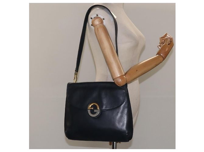 Borsa a Spalla GUCCI in Pelle Blu Navy Oro Auth ep7619 D'oro - vista 22