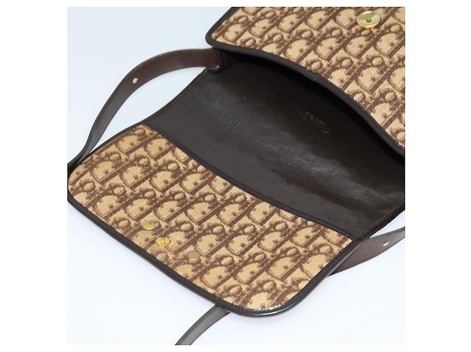 Borsa a spalla in tela Trotter Christian Dior marrone oro Auth KD090 D'oro - vista 10