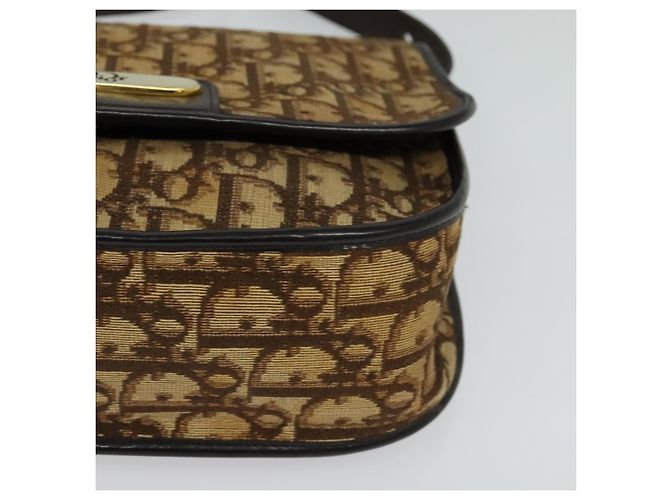 Borsa a spalla in tela Trotter Christian Dior marrone oro Auth KD090 D'oro - vista 14