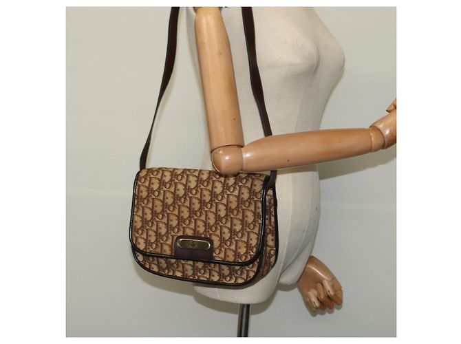 Borsa a spalla in tela Trotter Christian Dior marrone oro Auth KD090 D'oro - vista 20