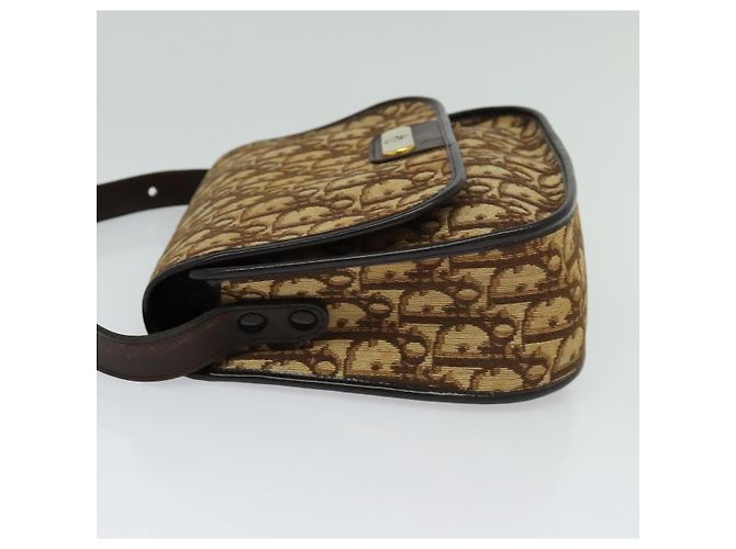 Borsa a spalla in tela Trotter Christian Dior marrone oro Auth KD090 D'oro - vista 3