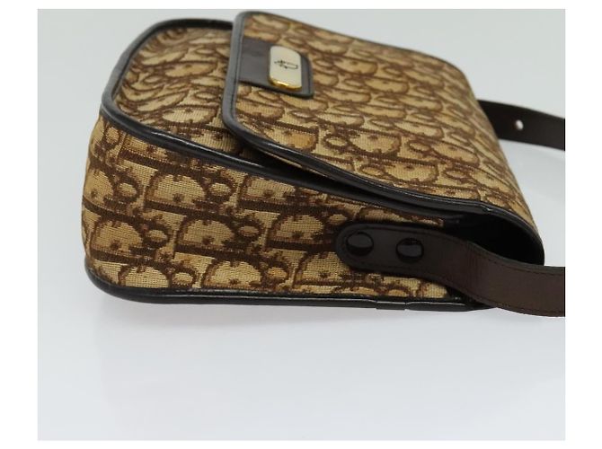 Borsa a spalla in tela Trotter Christian Dior marrone oro Auth KD090 D'oro - vista 4