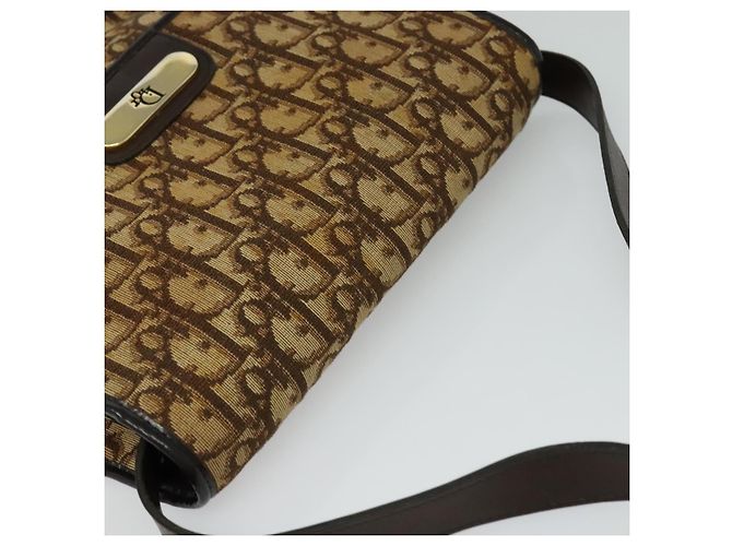 Borsa a spalla in tela Trotter Christian Dior marrone oro Auth KD090 D'oro - vista 6