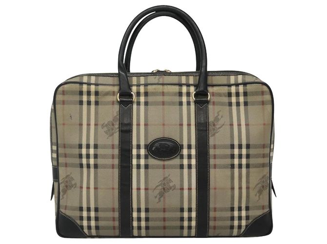 Autre Marque Burberrys Nova Check Aktentasche aus PVC-Leder grau Auth 115156 - Ansicht 13