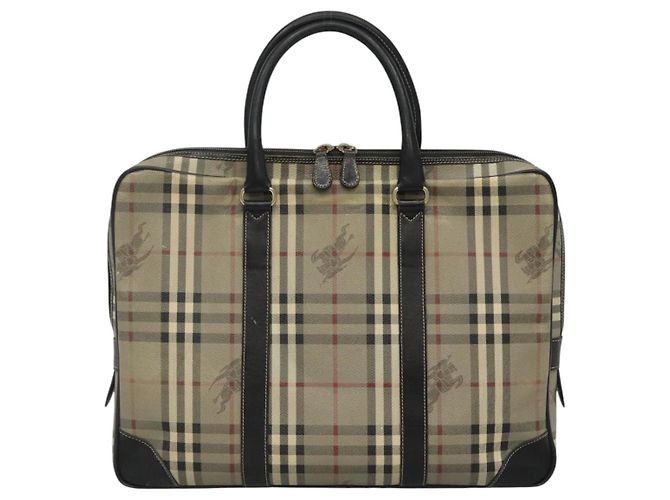 Autre Marque Burberrys Nova Check Aktentasche aus PVC-Leder grau Auth 115156 - Ansicht 2