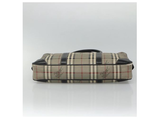 Autre Marque Burberrys Nova Check Aktentasche aus PVC-Leder grau Auth 115156 - Ansicht 5