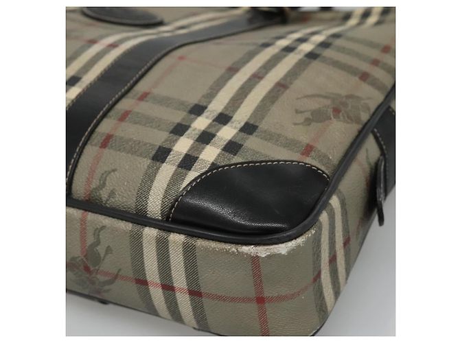 Autre Marque Burberrys Nova Check Aktentasche aus PVC-Leder grau Auth 115156 - Ansicht 9