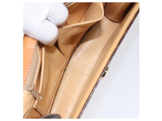 Céline Borsa a spalla in tela Macadam CELINE PVC oro marrone Auth 115119 D'oro - vista 10