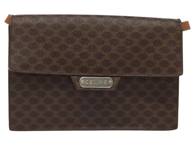 Céline Borsa a spalla in tela Macadam CELINE PVC oro marrone Auth 115119 D'oro - vista 13