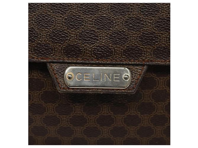 Céline Borsa a spalla in tela Macadam CELINE PVC oro marrone Auth 115119 D'oro - vista 18