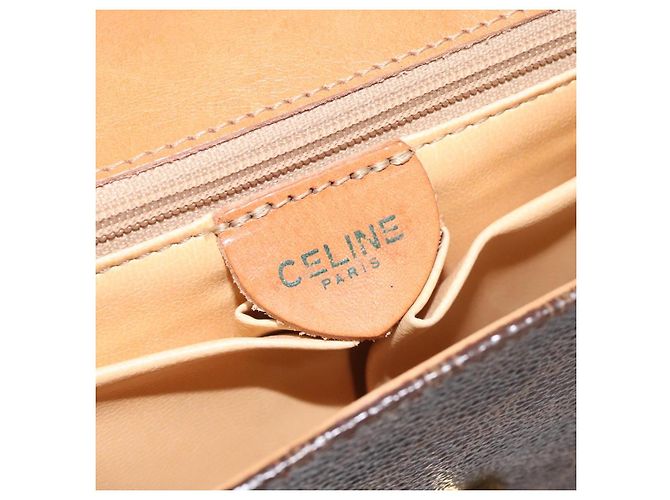 Céline Borsa a spalla in tela Macadam CELINE PVC oro marrone Auth 115119 D'oro - vista 19